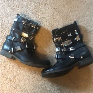 ALDO black moto combat boot with silver